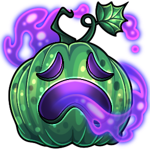 Witch’s Brew Pumpkin glowing among the wandering lights